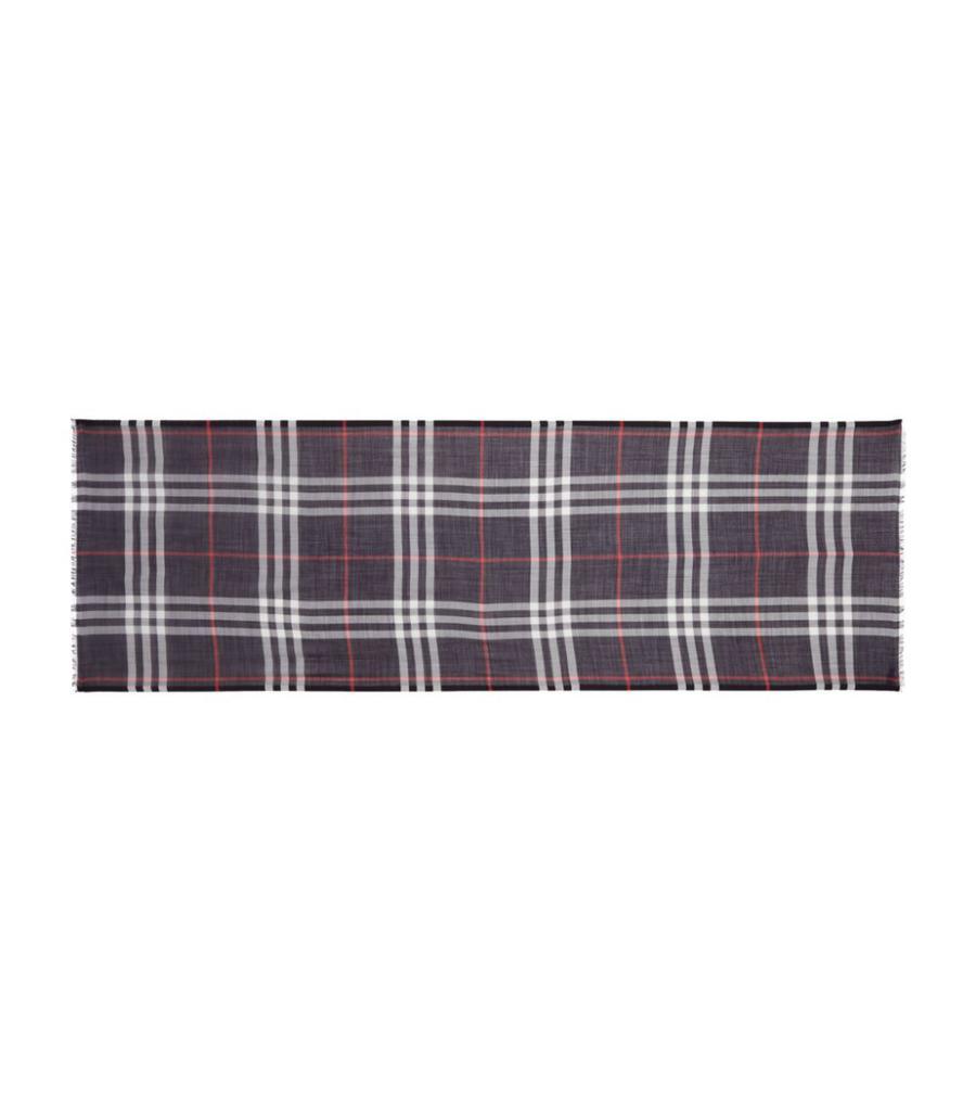 商品Burberry|Lightweight Check Wool-Silk Scarf,价格¥2624,第4张图片详细描述
