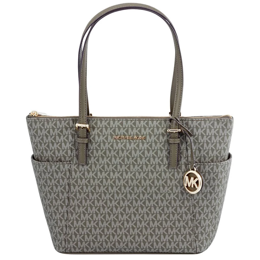 商品Michael Kors|Michael Kors Ladies Jet Set East West Signature Logo Top Zip Tote Bag- Olive,价格¥959,第2张图片详细描述