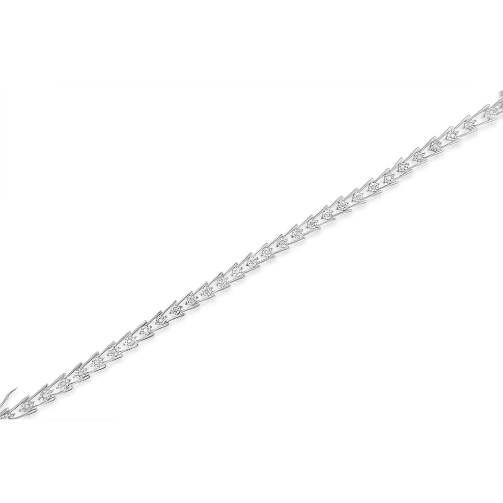 商品Haus of Brilliance|Sterling Silver Diamond Wave-Style Link Bracelet,价格¥2486,第4张图片详细描述