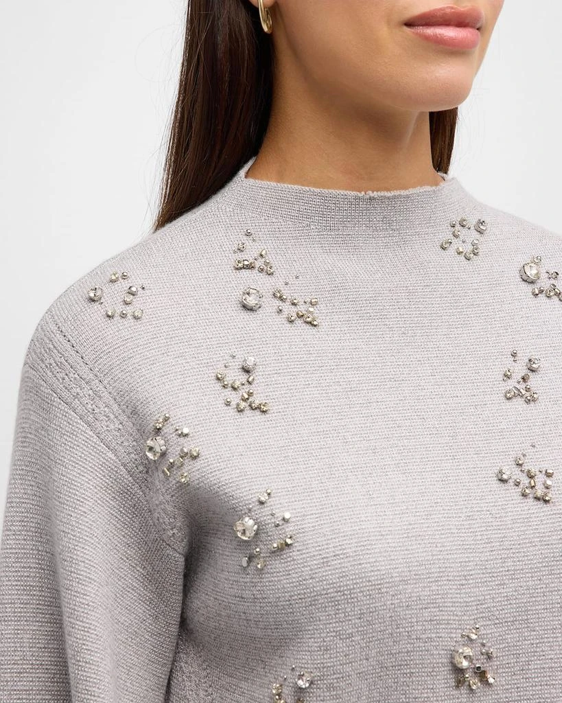 商品3.1 Phillip Lim|Metallic Merino Wool Embellished Mockneck Pullover Sweater,价格¥2248,第5张图片详细描述