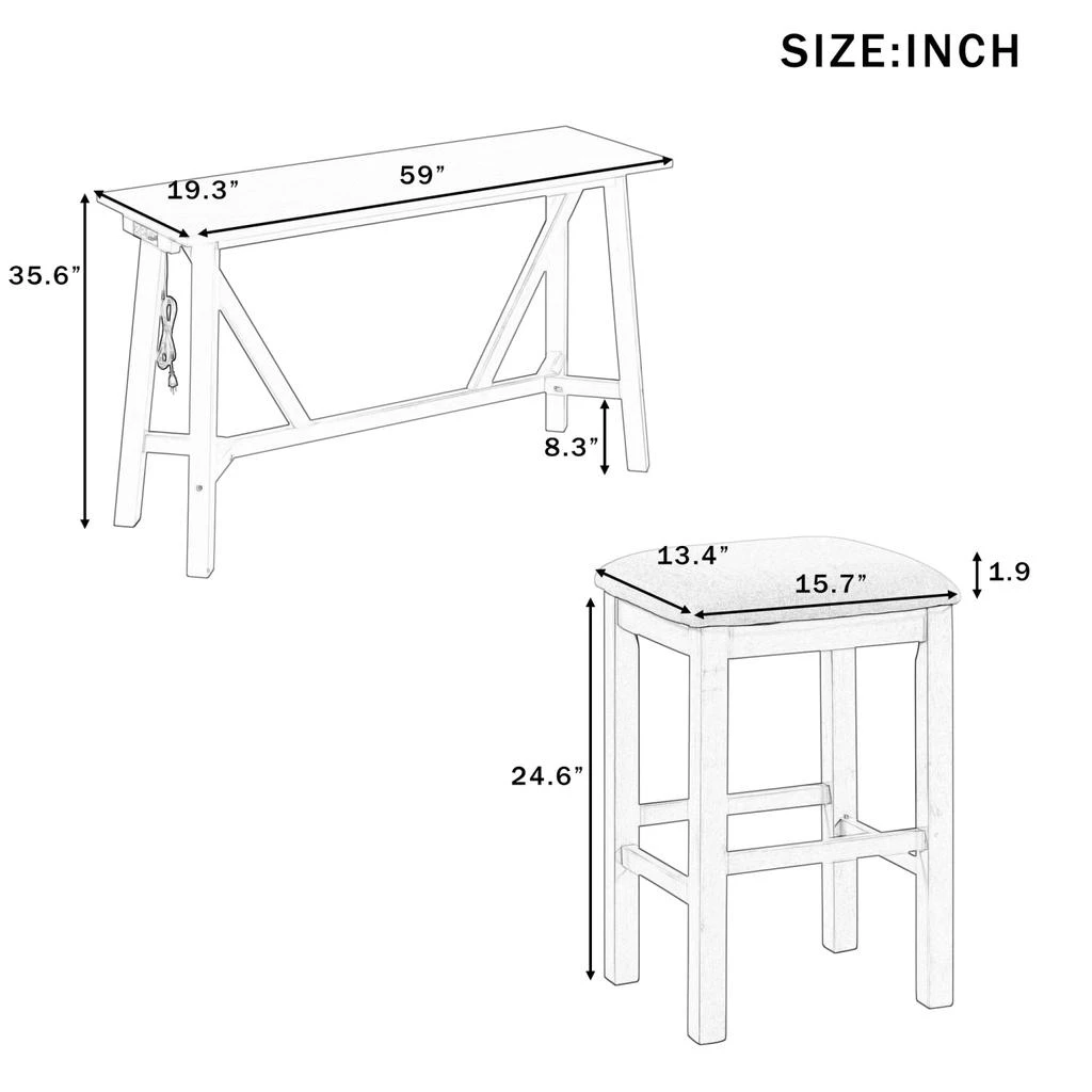 商品Simplie Fun|Dining and Kitchen Set in Rubberwood,价格¥4179,第4张图片详细描述