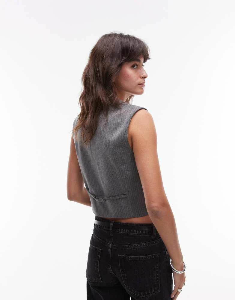 商品Topshop|Topshop asymmetric wrap waistcoat in charcoal,价格¥82,第4张图片详细描述