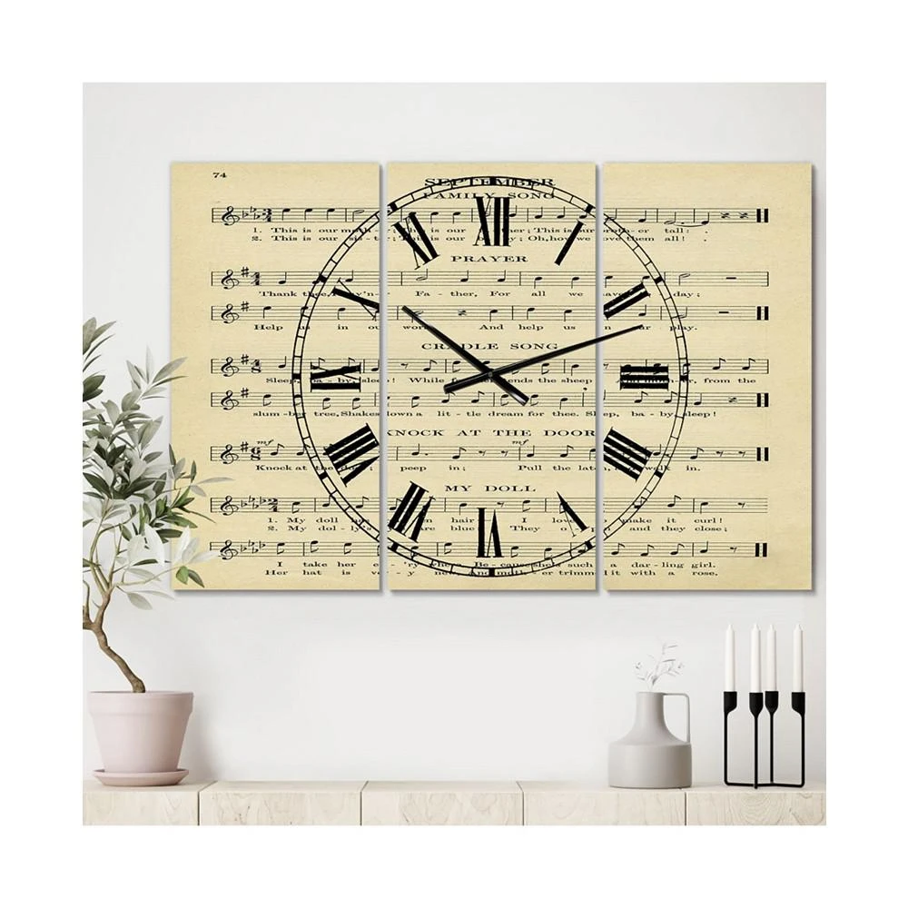 商品Designart|Prayer Song Oversized Cottage 3 Panels Wall Clock - 38" x 38" x 1",价格¥2664,第2张图片详细描述