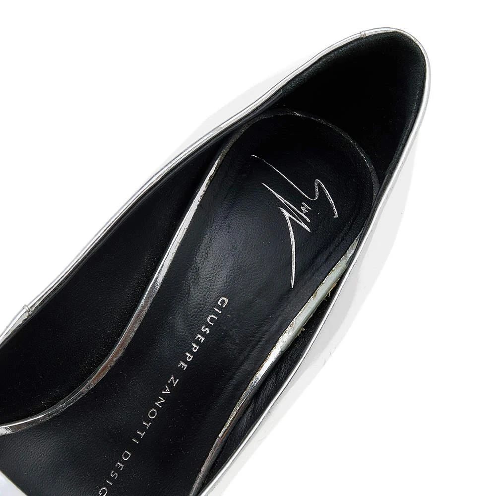 Giuseppe Zanotti Metallic Silver Leather Sharon Peep Toe Platform Pumps Size 36 商品