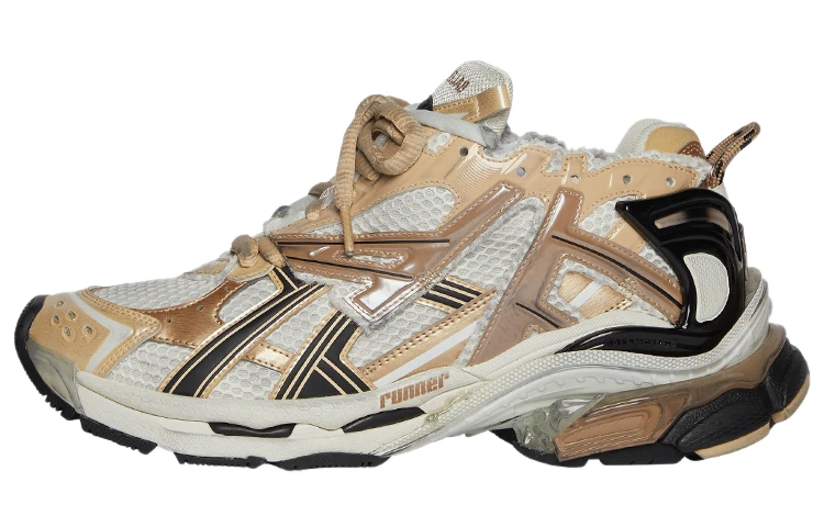 商品[国内直发] Balenciaga|巴黎世家 Valentine's Day 22 Runner 透气厚底 时尚百搭 低帮 老爹鞋 男款 米白金 做旧款,价格¥6508,第1张图片