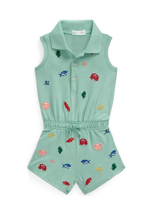 商品Ralph Lauren|Lauren Childrenswear Baby Girls Beach Icon Stretch Mesh Polo Romper,价格¥413,第1张图片