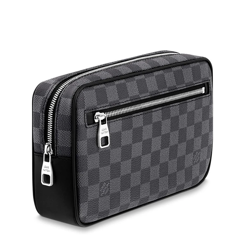 预售10天 Louis Vuitton/路易威登 22春夏新款KASAI系列 男士石墨色方格棋盘帆布配皮徽标印花银扣配腕带拉链开合手拿包N41664 商品