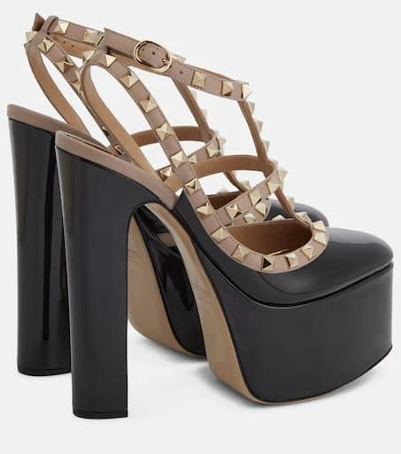 商品Valentino|Rockstud patent leather platform pumps,价格¥6497,第3张图片详细描述