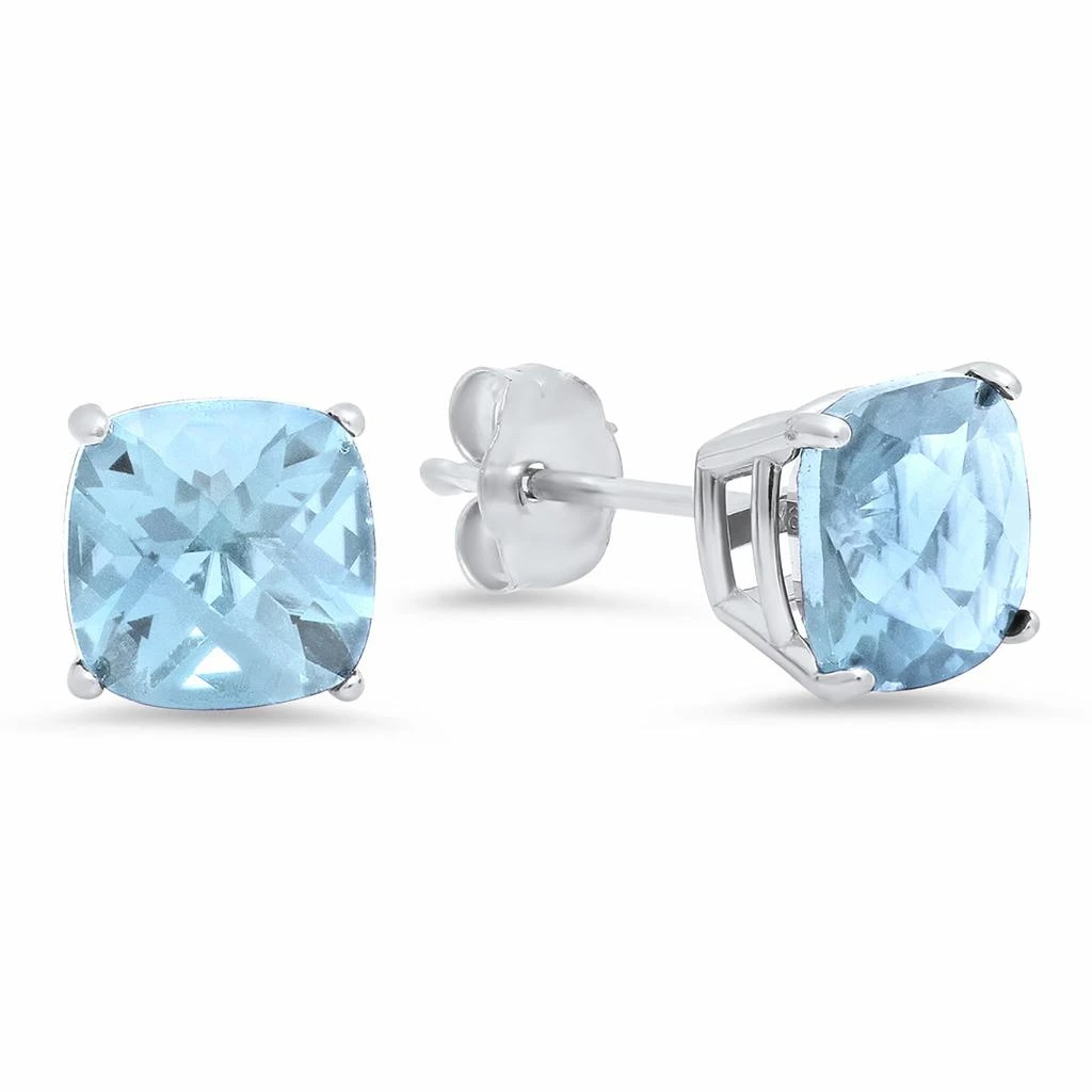 商品MAXCOLOR|Sterling Silver Cushion-Cut Checkerboard Gemstone Stud Earrings (8MM),价格¥1216,第1张图片