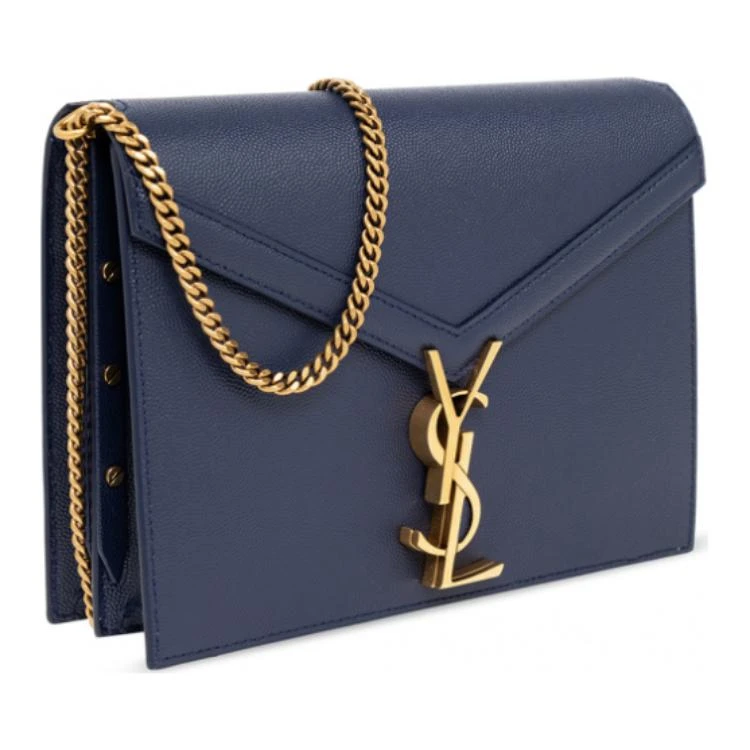 商品[国内直发] Yves Saint Laurent|圣罗兰 YSL CASSANDRA 金标Logo粒面压花链条 小牛皮 斜挎单肩包 中号 女款 海军蓝,价格¥10612,第3张图片详细描述