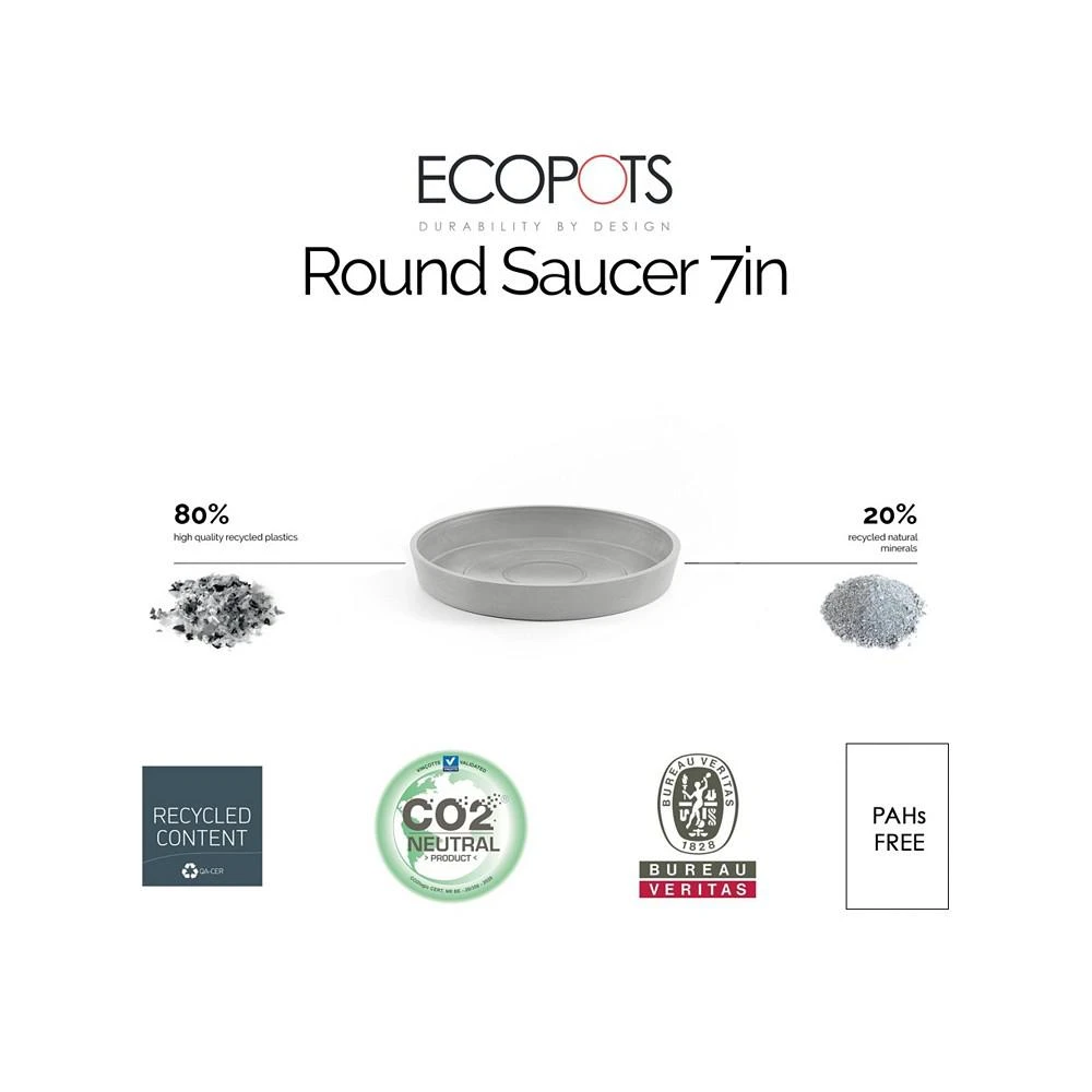 商品ECOPOTS|Round Plastic Flower Pot Saucer, White Grey, 11",价格¥134,第2张图片详细描述