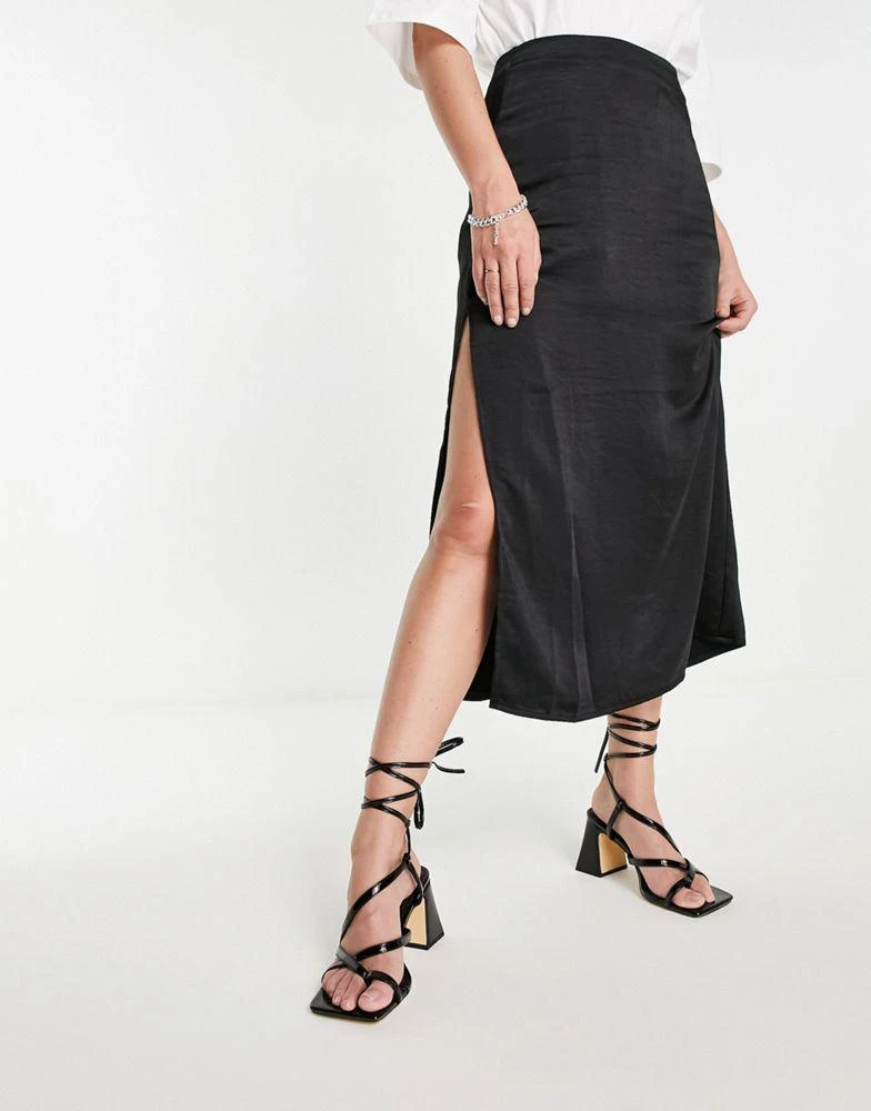 商品Topshop|Topshop Wide Fit Nadia block heel ankle tie sandal in black,价格¥231,第4张图片详细描述