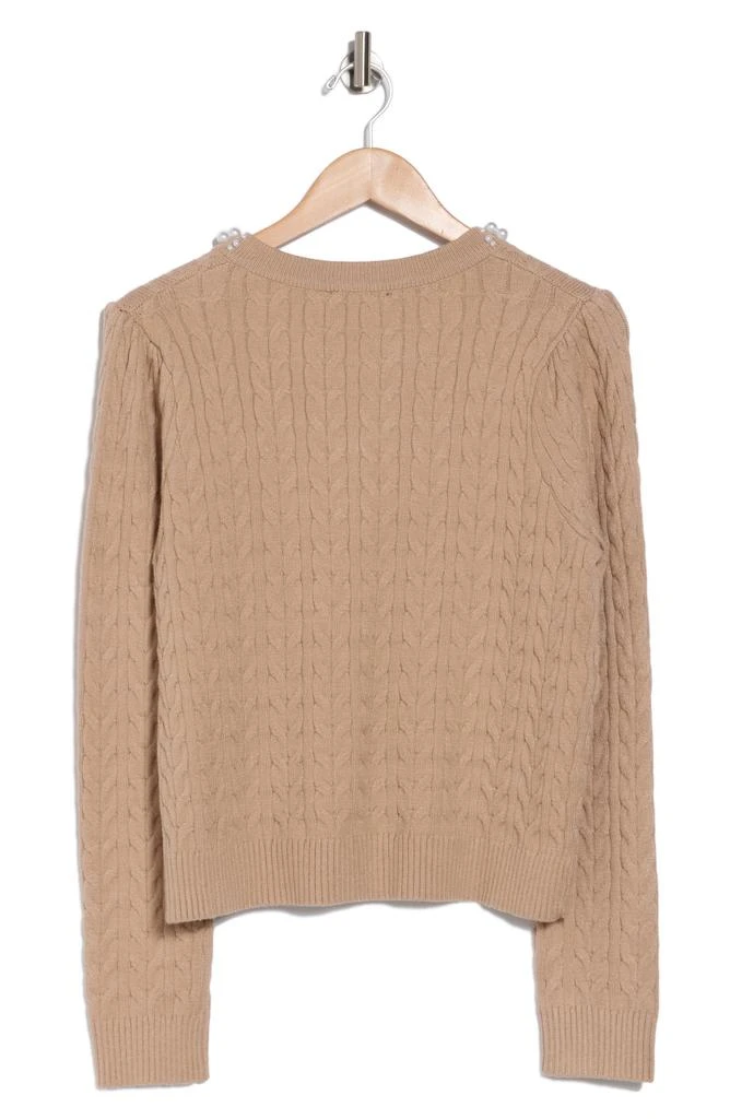 商品Adrianna Papell|Faux Pearl Adorned Cable Knit Sweater,价格¥304,第1张图片