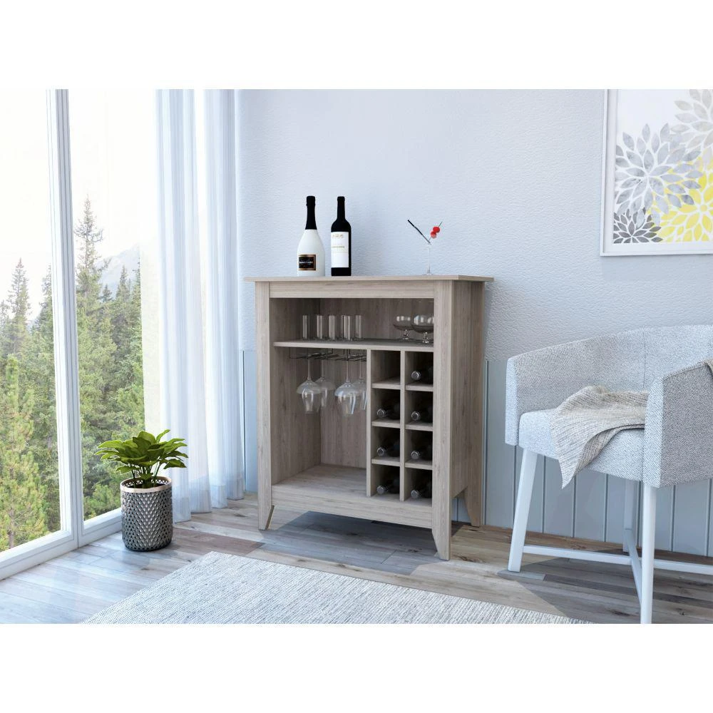 商品Depot E-Shop|DEPOT E-SHOP Mojito Bar Cabinet, Six Wine Cubbies, One Open Drawer, One Open Shelf, Countertop-Light Grey, For Living Room,价格¥1539,第1张图片