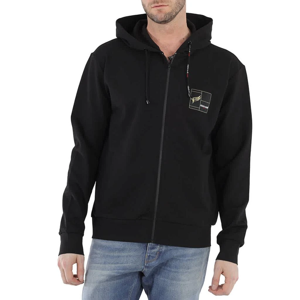 商品Roberto Cavalli|Men's Black Sport Hoodie Jacket with Eagle Painting,价格¥1051,第1张图片