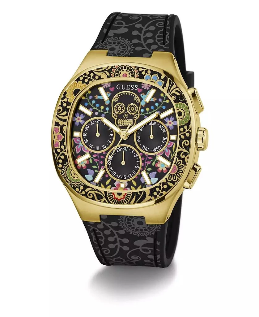 商品GUESS|Men's Multi-Function Black Silicone Watch 44mm,价格¥1122,第5张图片详细描述