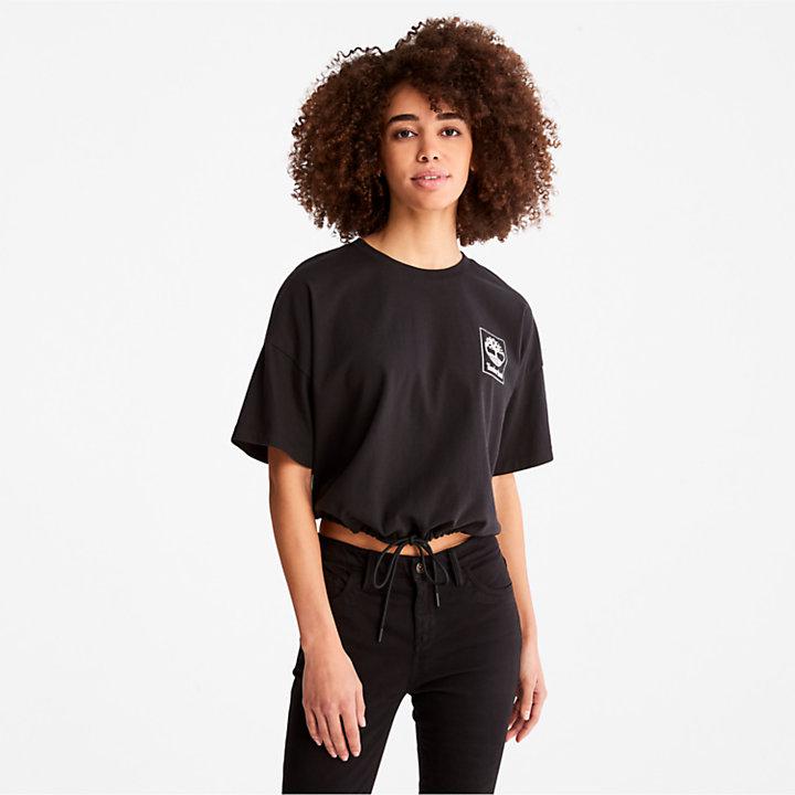 Cropped T-Shirt with Drawstring Hem for Women in Black商品第1张图片规格展示