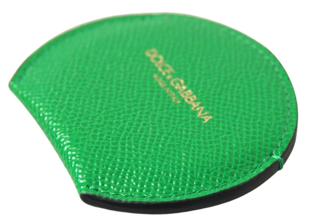 商品Dolce & Gabbana|Dolce & Gabbana Green Calfskin Leather Round Logo Hand Mirror Holder,价格¥803,第3张图片详细描述