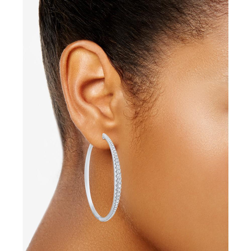 商品Macy's|Diamond Graduated Medium Hoop Earrings (1-1/2 ct. t.w.),价格¥43988,第6张图片详细描述