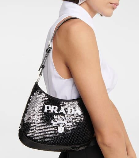 商品Prada|Cleo Small sequined shoulder bag,价格¥20456,第2张图片详细描述
