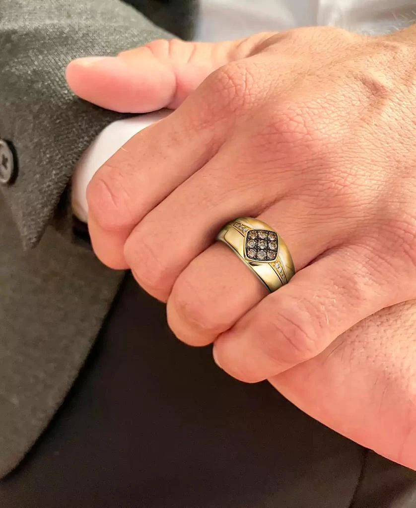商品Le Vian|Men's Chocolate Diamond & Nude Diamond Cluster Ring (1/2 ct. t.w.) in 14k Gold,价格¥16958,第4张图片详细描述