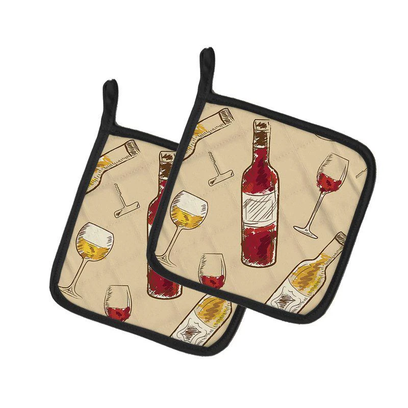 商品Caroline's Treasures|Red and White Wine Pair of Pot Holders,价格¥170,第1张图片
