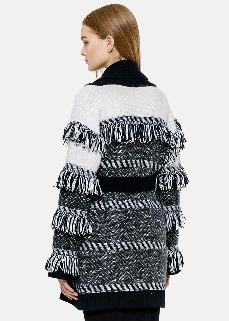 商品MATILDE CASHMERE|Matilde Cashmere Navy & Ice White Fringed Wrap Coat,价格¥4347,第2张图片详细描述