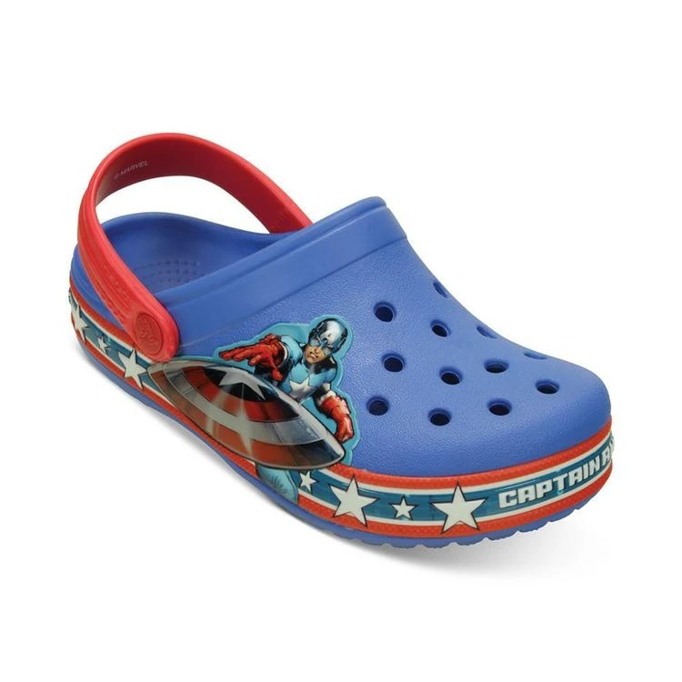 商品Crocs|Crocband Captain America Clogs, Toddler Boys & Girls (2T-4T), Little Boys (2-7) & Little Girls (2-6X),价格¥264,第2张图片详细描述