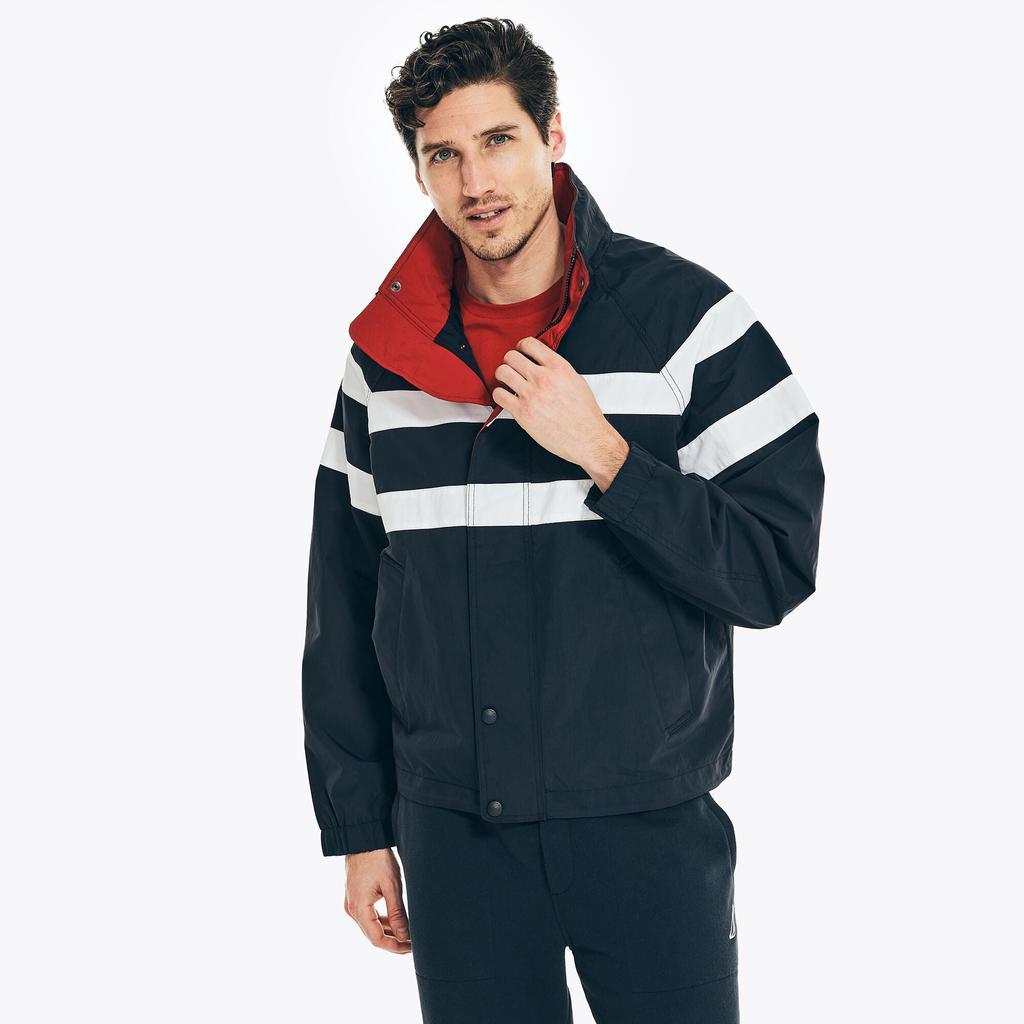 商品Nautica|Nautica Mens Chest-Stripe Rainbreaker Jacket,价格¥368,第1张图片
