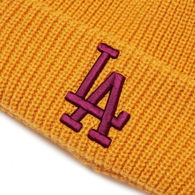 【Brilliant|包邮包税】MLB 美联棒 秋冬时尚 针织 黄色毛线帽  红色LA标 3ABNM0716-07MSS 商品