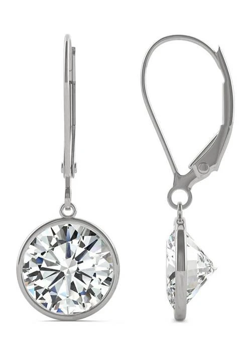 商品Charles & Colvard|Colvard 3 3 4 Ct. T.w. Lab Created Moissanite Leverback Earrings In 14K White Gold,价格¥9419,第1张图片