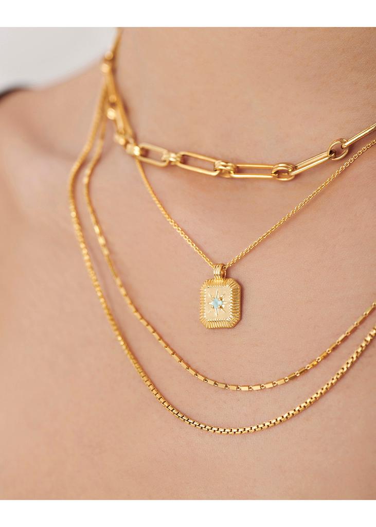 March Birthstone 18kt gold-plated necklace商品第2张图片规格展示