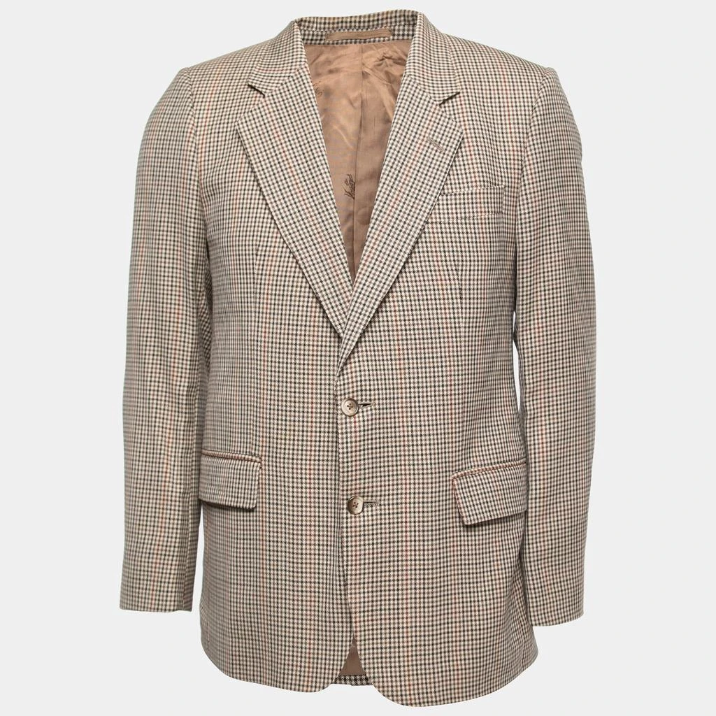 商品[二手商品] Burberry|Burberry Vintage Brown Checked Patterned Wool Single-Breasted Blazer S,价格¥984,第1张图片