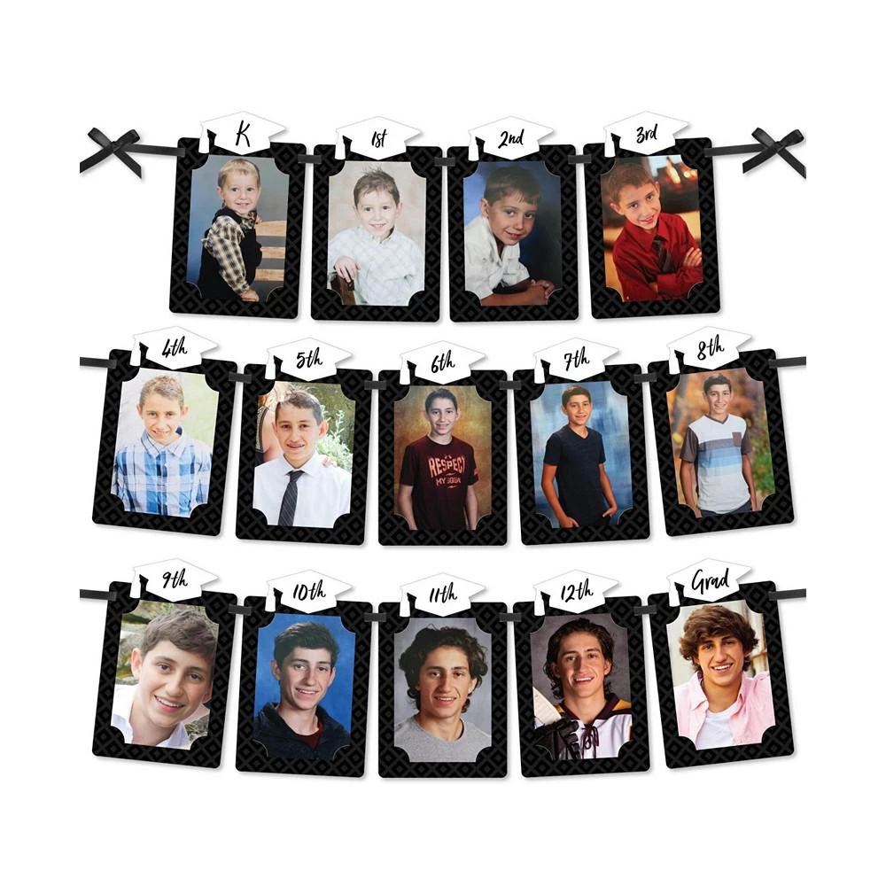 商品Big Dot of Happiness|Black & White Grad - Best is Yet to Come DIY Decor Picture Display Photo Banner,价格¥119,第1张图片