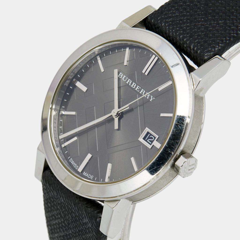 商品[二手商品] Burberry|Burberry Grey Stainless Steel Leather Heritage BU9024 Men's Wristwatch 38 mm,价格¥1608,第4张图片详细描述