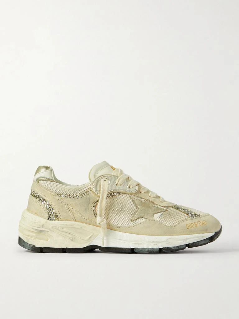 商品Golden Goose|Dad-star 仿旧亮片金葱绒面革网眼金属感皮革运动鞋  - IT38,价格¥4889,第1张图片