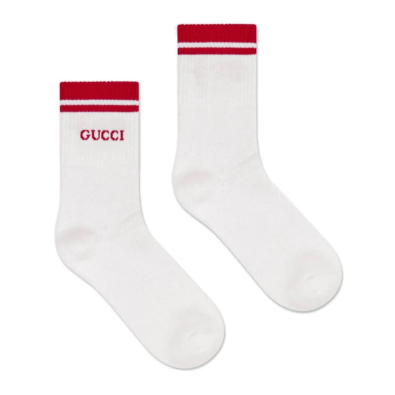 商品Gucci|GUCCI 古驰 男士Gucci 标识棉袜 496493-4G293-9074,价格¥667,第1张图片