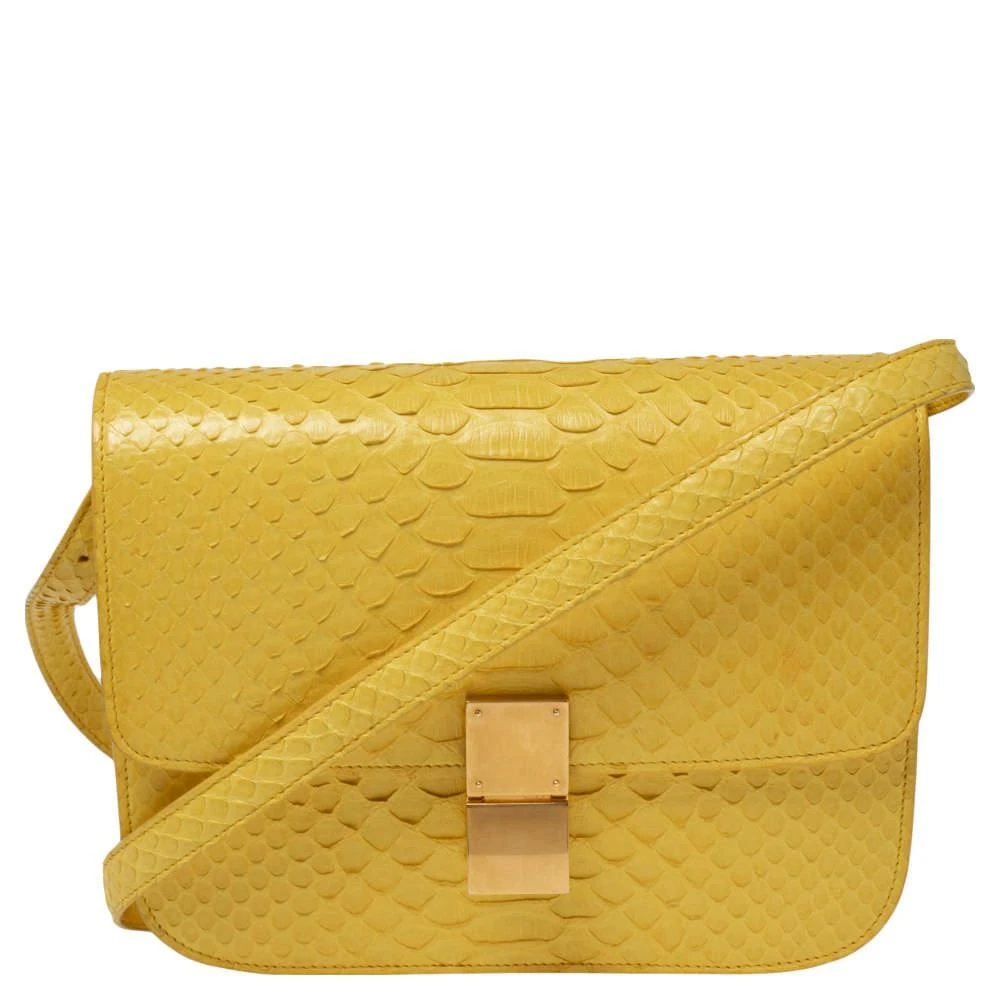 商品[二手商品] Celine|Celine Yellow Python Medium Classic Box Shoulder Bag,价格¥16109,第1张图片