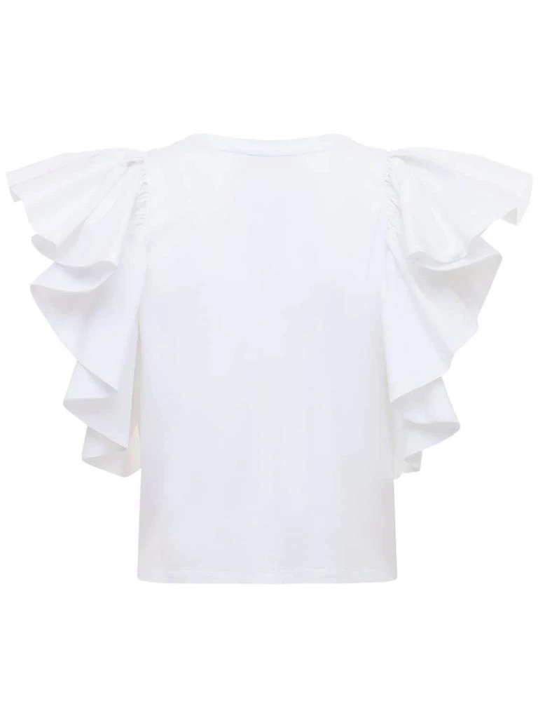 商品Alexander McQueen|Cotton Jersey T-shirt W/ruffled Sleeves,价格¥4515,第4张图片详细描述