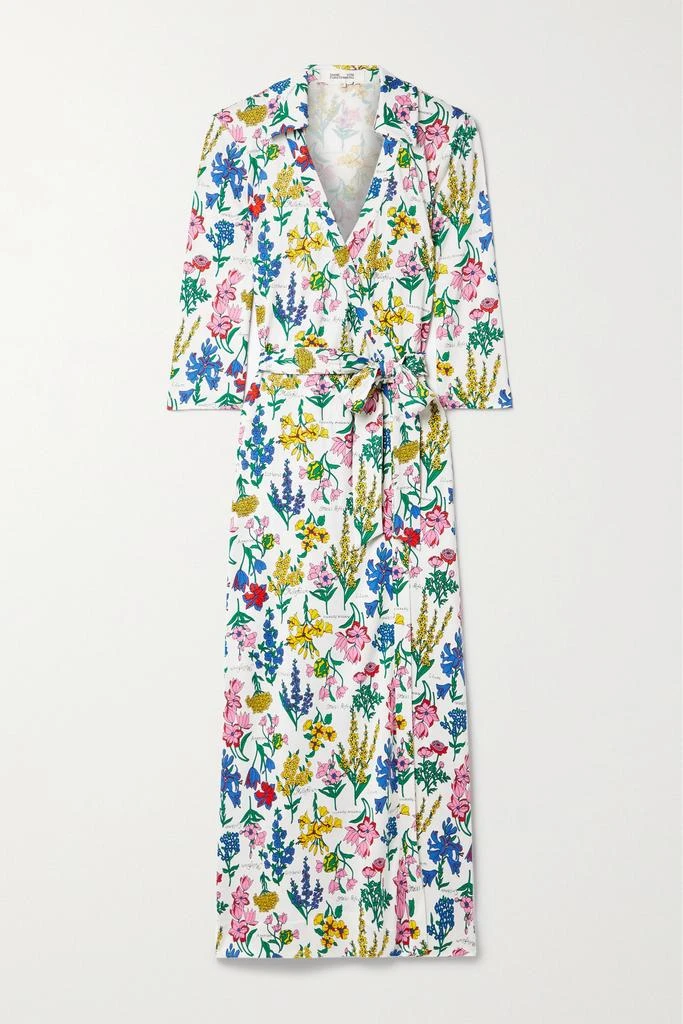 商品Diane von Furstenberg|Abigail 花卉印花真丝平纹布裹身中长连衣裙,价格¥3736,第1张图片