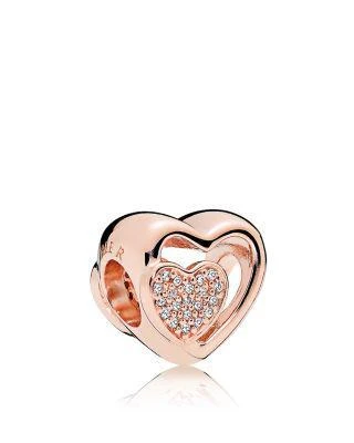商品PANDORA|Sterling Silver & Cubic Zirconia Rose Joined Together Charm,价格¥365,第1张图片详细描述