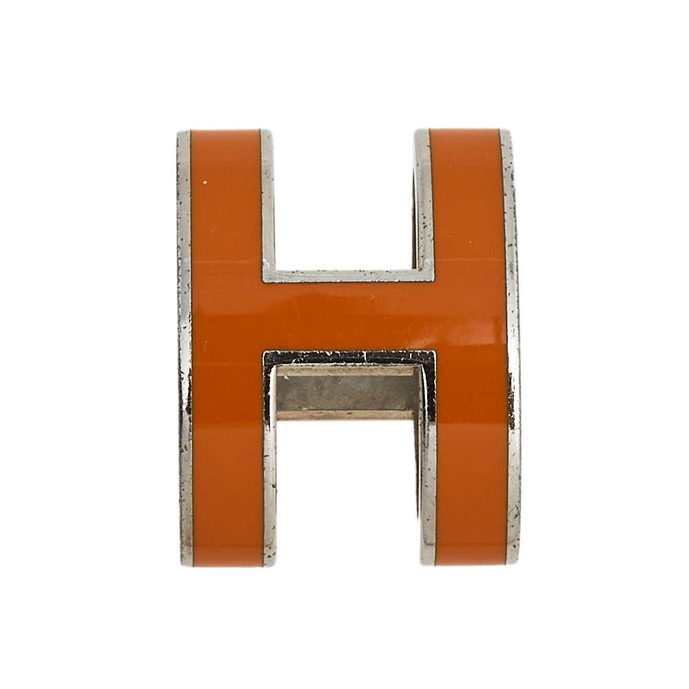 Hermes Pop H Palladium Plated Orange Lacquer Pendant商品第3张图片规格展示