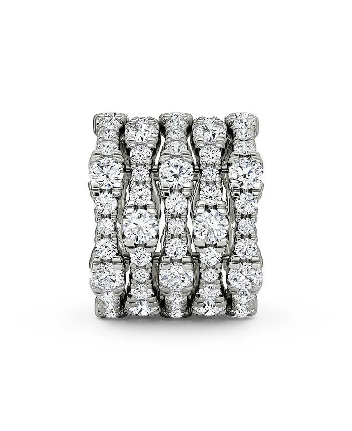 商品VRAI|Lab Grown Diamond Round Brilliant 5 Row Pave Ring in 14K White Gold, 7.80 ct. t.w.,价格¥59751,第2张图片详细描述