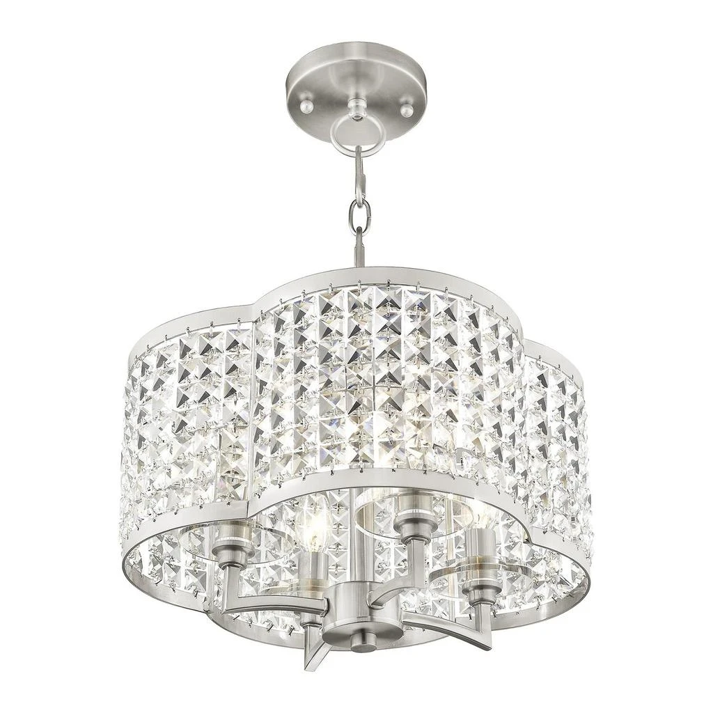 商品Livex Lighting|Four Light Brushed Nickel Convertible Mini Chandelier/Ceiling Mount,价格¥8702,第4张图片详细描述