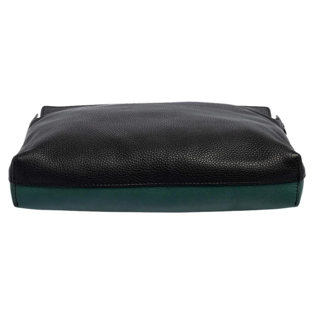 Burberry Black/Green Grained Leather Large Clutch 商品