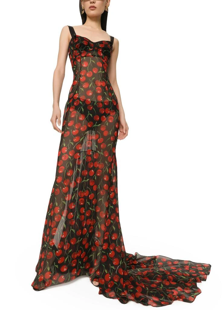 商品Dolce & Gabbana|樱桃印花雪纺长款连衣裙,价格¥36137,第2张图片详细描述
