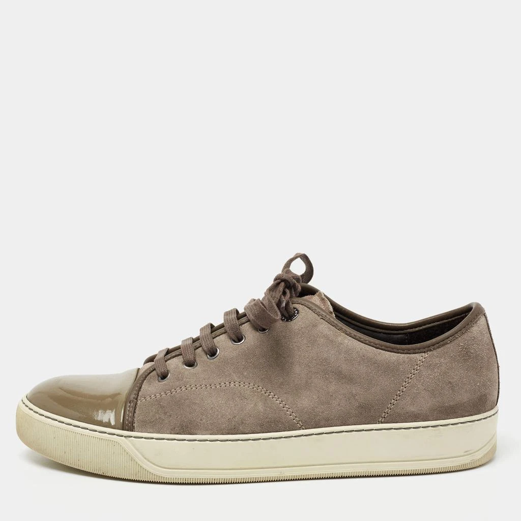 商品[二手商品] Lanvin|Lanvin Dark Grey/Olive Green Suede and Patent Leather DDB1 Low Top Sneakers Size 42,价格¥1115,第1张图片