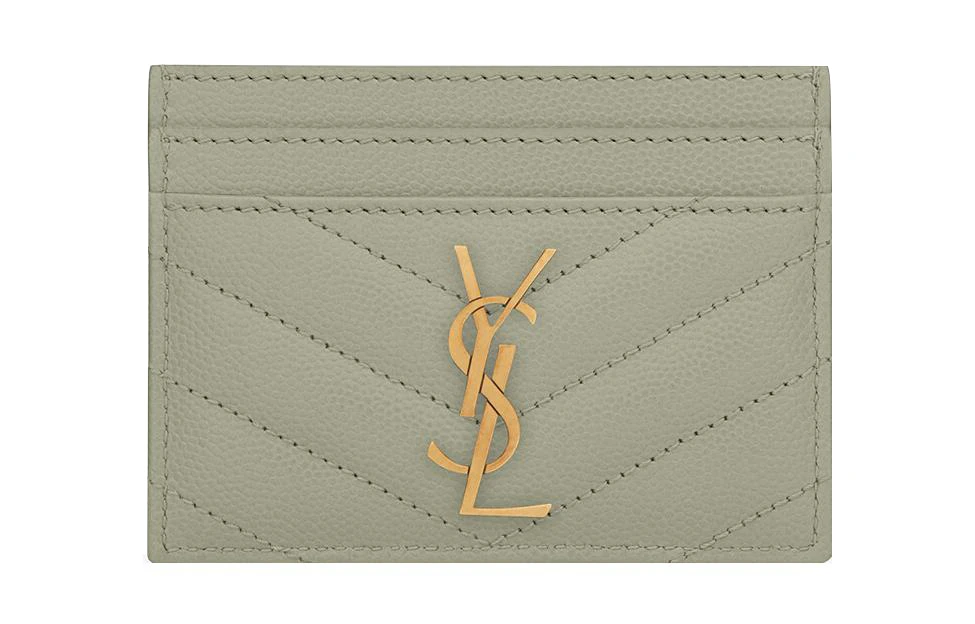 商品[国内直发] Yves Saint Laurent|圣罗兰 YSL CASSANDRE 字母Logo标志粒纹压花绗缝 牛皮革 卡包 女款 薄荷绿色,价格¥2402,第1张图片