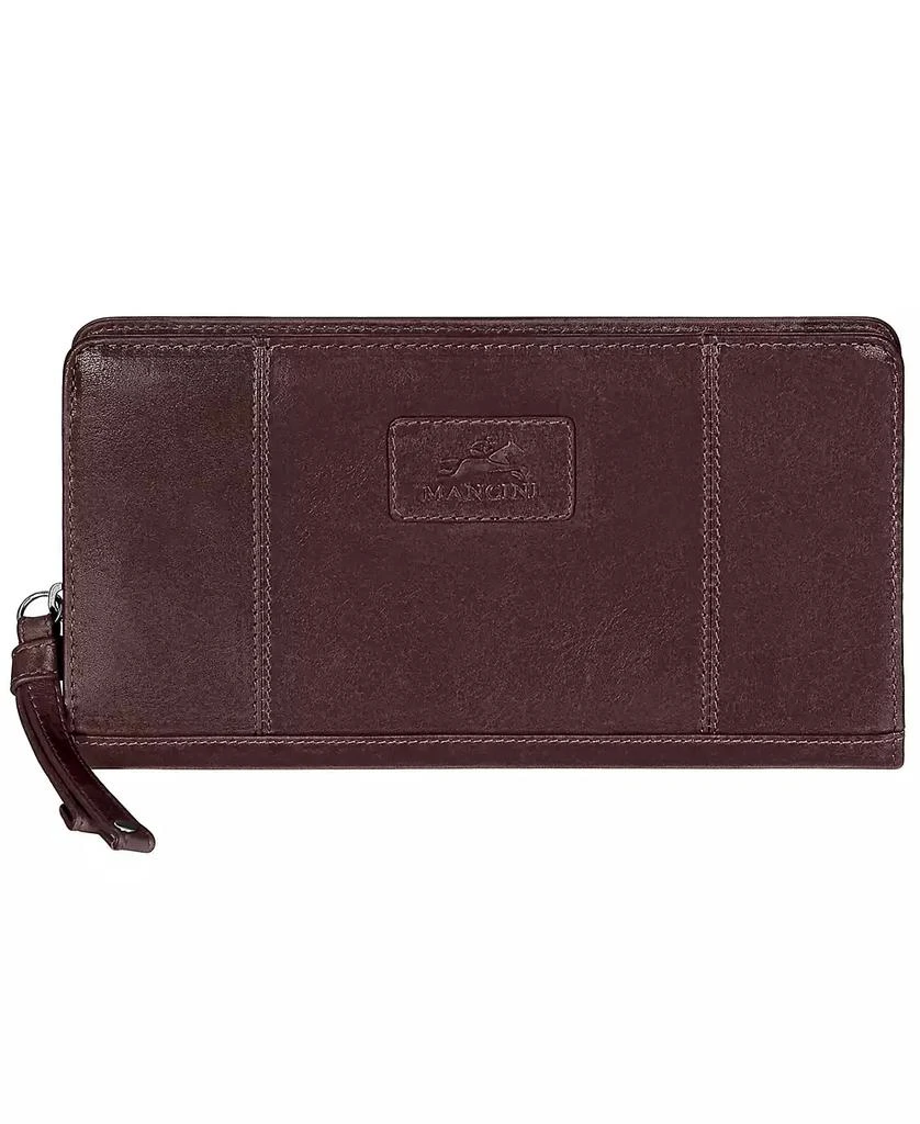 商品Mancini Leather Goods|Casablanca Collection RFID Secure Ladies Zippered Clutch Wallet,价格¥374,第1张图片