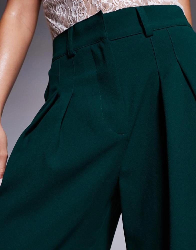 商品River Island|River Island pleated wide leg trouser in dark green,价格¥336,第5张图片详细描述
